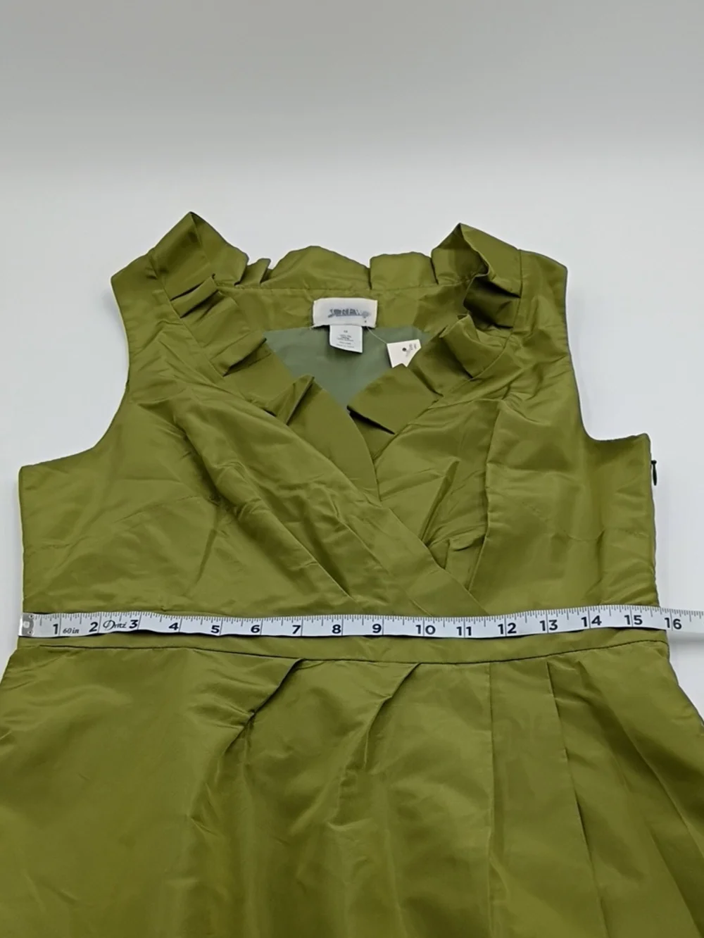 J. Crew Olive Green Silk Faux Wrap Dress NEW Ruffle Wedding Guest Cocktail 10